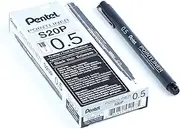 Pentel Pointliner Marker 0.5mm Fine Nib Black Ink, Box of 12 Markers (S20P-5A)