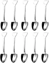 Tea Spoon Dessert Spoons 10Pcs Stainless Steel Shovel Spoon Gold Silver Coffee Spoons Ice Cream Dessert Scoops Teaspoon Kitchen Tableware Cutlery Set Silver 01-10pcs
