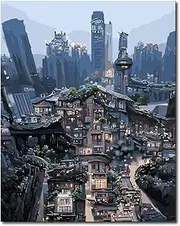 Paint by Numbers for Adults DIY Oil Paint by Number Adult Kit Paint by Numbers Adult Beginner City in The Mountains 16x20 Inch (Frameless)