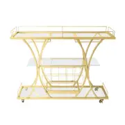 Bar Cart Wine Rack Drinks Bar Trolley Glass Holder Gold Cart