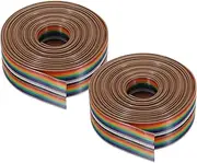 uxcell 2 Pcs 18 Pin Flat Rainbow Ribbon Cable 9.84FT 1.27mm Pitch Breadboard Jumper Wires for Electronic Projects