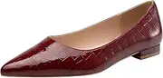 [NEWBELLA] Women's Pointed Toe Flat Ballerina Shoes, PU Minimalist Slip On Flats, Wide Last