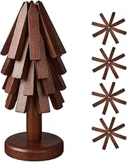 Bamboo Trivets for Hot Dishes,Trivet Tree 4-Piece Set,Coaster for Hot Pots,Pans and Teapot Hot Pots