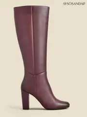 Sosandar Red Leather Zip Knee High Boots (N62334) | $358
