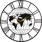 60Cm Large World Map Wall Clock, round Silent Non-Ticking Battery Operated, Larg
