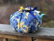 Fabric Teapot Snuggie Cozie warmer - Blue Poppies - USA - fits 6 cup teapot