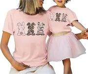 [CM C&M WODRO] Family Matching Easter Outfits Women Toddler Kid Girl Easter Shirt Mommy and Me Bunny T-Shirt Short Sleeve Top
