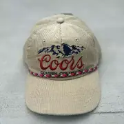 Coors Rocky Mountains Logo Beer Colorado Beige Corduroy Snapback Rope Cap HatCoo