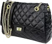 [Rejolly] Quilted Shoulder Bags for Women PU Leather Ladies Crossbody Handbag Stylish Envelope Purse with Chain Strap