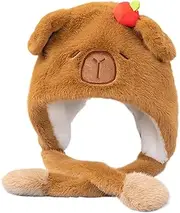 Yabauuop Cute Winter Hats | Capybara Warm Winter Hat | Cold Weather Gear, Fashionable Hat with Ears for Outdoor Activities, Travel