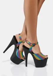 [Pleaser] Prism Shift Reflective Platform Heels