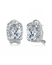 Genevive Silver CZ Omega Solitaire Earrings