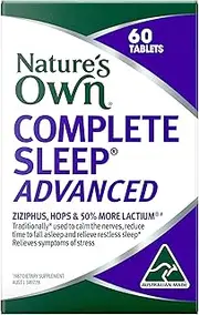 Nature's Own Complete Sleep Advanced for Stress Relief Tablets 60 - With Ziziphus, Hops, and Lactium - Traditionally used to Calm Nerves, Reduce Sleeplessness and Time Taken to Fall Asleep