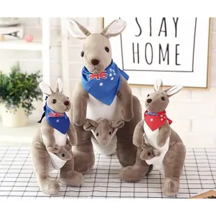 母子袋鼠娃娃 / 可愛圍巾造型袋鼠 / 袋中袋 澳洲袋鼠玩偶聖誕禮物 / 毛絨玩具 禮品填充玩具 / 國王皇后