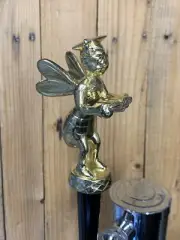 Spelling Bee Beer Keg TAP HANDLE Vtg Metal Trophy School Teacher Librarian book