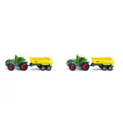 2x Siku 1605 Fendt Tractor w/ Krampe Tipping Trailer Diecast 160mm Kids Toy 3y+