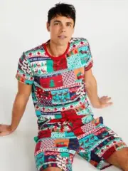 BNWT PETER ALEXANDER MEN CHRISTMAS FAIR ISLE SIZE XXS PJ SET (tee + shorts)