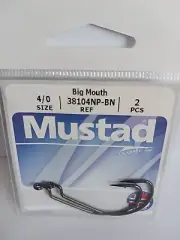 Mustad 38104NP-BN, Size 4/0, Big-Mouth Hooks, 2 Pieces