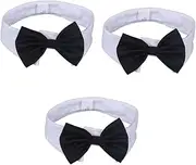 Kisangel 3pcs Neck Tie British Bow Tie Dog Bowtie Dog Bow Tie Collar England Gigolo Bow Tie Clothing Cotton Bow Tie Pet Accessories White