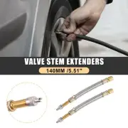 2pcs 140mm 5.51" Tire Valve Stem Inflator Extender Hose for Car Motorcycle Bike