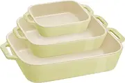 [STAUB] Dish Z1025-101 Rectangular Dish 5.5 x 4.3 inches (14 x 11 cm) / 7.9 x 6.3 inches (20 x 16 cm) / 3 Piece Set Macaron Green Ceramic Set, Au Gratin Dish, Oven Safe