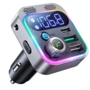 Car Bluetooth 5.3 FM Transmitter Dual USB QC3.0 PD Type C Car Charger Handsfree
