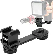 Triple Cold Shoe Mount Gimbal Extension Bracket, Universal Mic Stand and Light Mount Plate Adapter for Zhiyun Smooth 4/Smooth Q/DJI OSMO Mobile 2/Feiyu Vimble 2 Gimbal Stabilizer Accessories