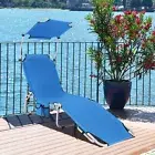 Reclining Lounge Deck Outdoor Folding Sun Beach Chair Bed Pool Camping w/ Canopy