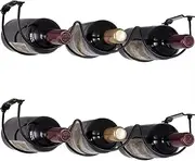 FOMANSH Under Cabinet Wine Rack, Organization and Storge Rack for Bottles, Under Cabinet Organizer for Liquor Bottle, Decor Kitchen Wall Mounted Wine Bottle Holder,Metal Black