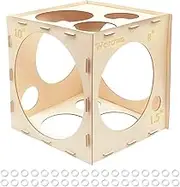 Worown 14 Holes Collapsible Wood Balloon Sizer Box, 1-10 Inch Balloon Sizer Cube, Balloon Size Measurement Tools for Balloon Arches, Balloon Columns, Balloon Decorations