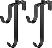 2PCS Double Pool Pole Hooks,Adjustable Pool Pole Hanger Rustproof Pool Hooks,Rust Resistant Metal Equipment Hooks for Pool Equipment, Hanging Tool for Wall, Skimmers, Swimming Pool Accessories(Black)