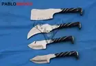 Set of 4 Pcs Carbon Steel Kitchen Modern Chef Knives Full Tang Handle