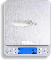 EKRA Digital Kitchen Scale 13 * 11CM, 3kg/0.1g Food Scale with LCD Display - Smart Precision Counting Weighing Baking Scale