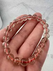 15G 7.8 MM Natural Clear Rutilated Quartz Rainbow Beaded Bracelet Reiki Crystal