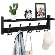 Coat Rack with Shelf 24" Coat Hooks Wall Mounted with Shelf Wooden Hanging Co...