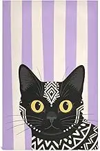 Amooorous Boho Black Cat White and Purple Stripes decorative kitchen hand towels pretty terry cotton kitchen towels (prop2) wash print thanksgiving toallas para salon de belleza 28x18in set of 6