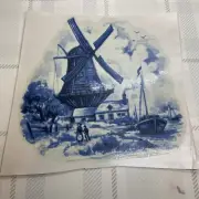 Vintage Water Slide Decal Windmill Blue Delphi