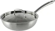 KAMBERG - Wok Ø 24 cm Made of 18/10 Stainless Steel Triply - Without PFAS - lid Included - for All cookers, Including Induction and Oven - 0008280
