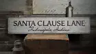 Santa Clause Lane, Custom Home Location - Rustic Distressed Wood Sign