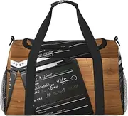 [GaxfjRu] Movies Clapperboard Pattern Print Travel Bag Weekender Bag Gym Bag Overnight Bags Travel Essentials for Women Men Shoulder Bag, Black, One Size