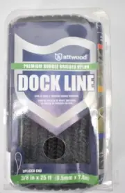 Attwood Boat Dock Line 3/8" x 25' Black Nylon 117681-7 Spliced End Snubber