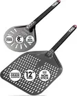 TKC Perforated Pizza Peel Bundle with 12 Inch Peel + 8 inch Turning Peel Bundle