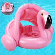 Flamingo Baby Swim Ring Baby Swimming Aid Baby Pool Swim Ring With Sun Shade - Inflatable Swim Ring For Children 6 Months To 48 Months
