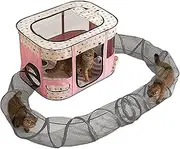 Outdoor Cat Tent,Portable Tent Small Animals Tunnel | Easy Setup Kitten Playground Bored Cat Play Toy for Yard Balcony Lawn Patio
