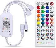 xuefu DC5-24V Bluetooth LED Controller+40 Keys Remote Control APP Control and Music Sync RGB IR RF for 5050 3528 RGB LED Light, White