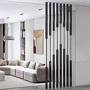Privacy Screen Column Room Divider, 7pcs Freestanding Partition for Home Office Wall Separator, Metal Slats Separation Column, Junvstor 155-300cm Paravent(7pcs-B,275cm/108in/9.02ft)