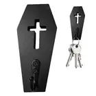 Halloween Coffin Wall Hanging Gothic Wall Towel Hooks Black Wooden Coat Rack
