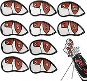 Golf Iron Covers,10x PU Leather Golf Club Head Cover with Number - Portable Putter Protector Sports Training Accessories for Men Women