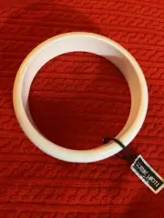 Vintage White Lucite Chunky Plastic Bangle Bracelet VTG MOD 80's 3/4” Wide