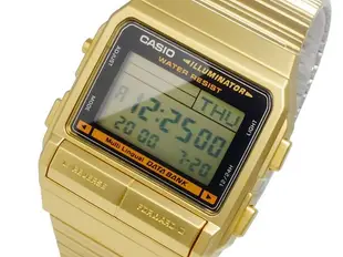 【金台鐘錶】CASIO 卡西歐 LED背光照明 30組的電話記憶 街頭潮流必備 (金色) DB380G-1